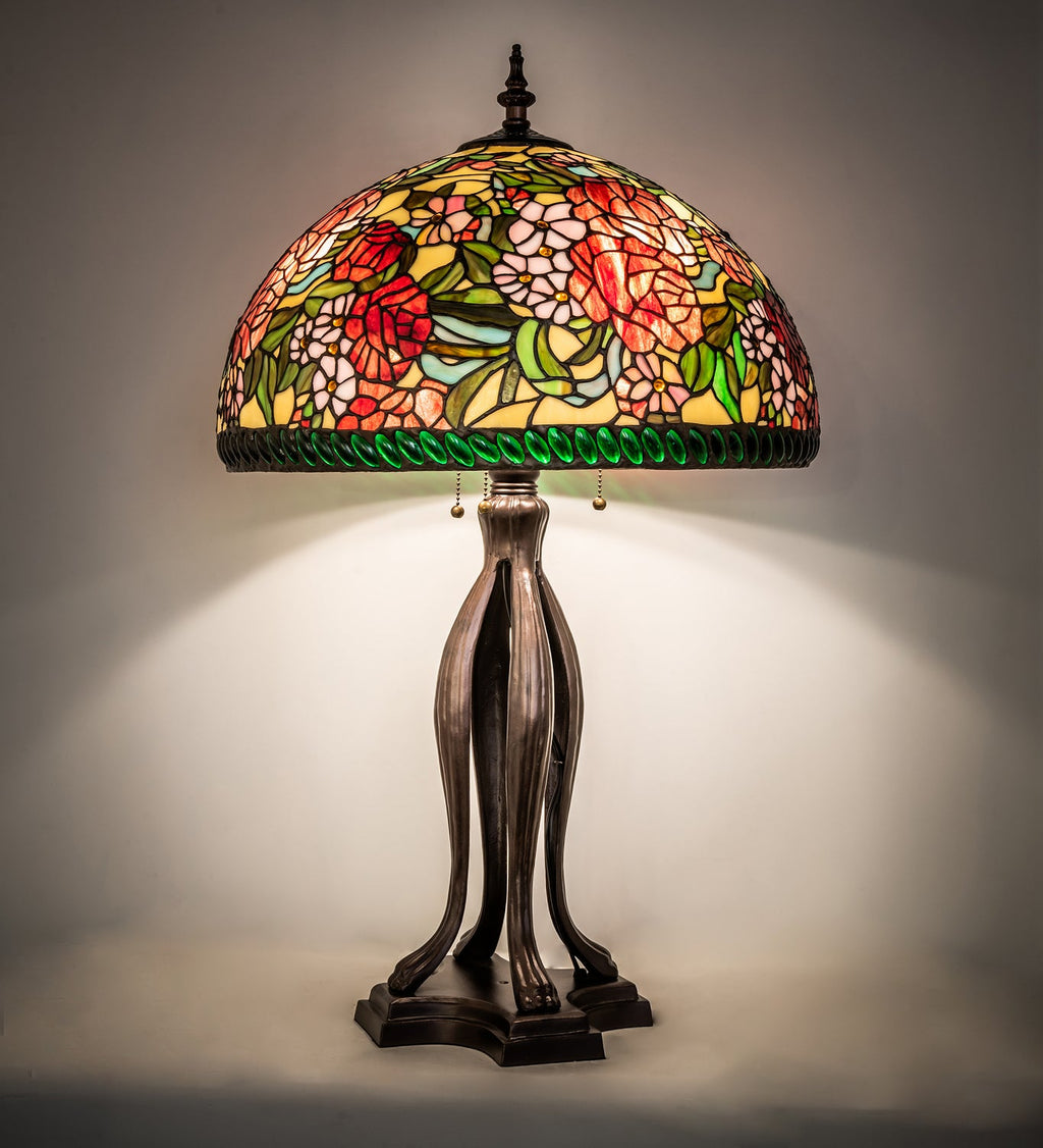 Romance Rose 33 Inch 3-Light 33.00" Mahogany Bronze Table Lamp detail view 6