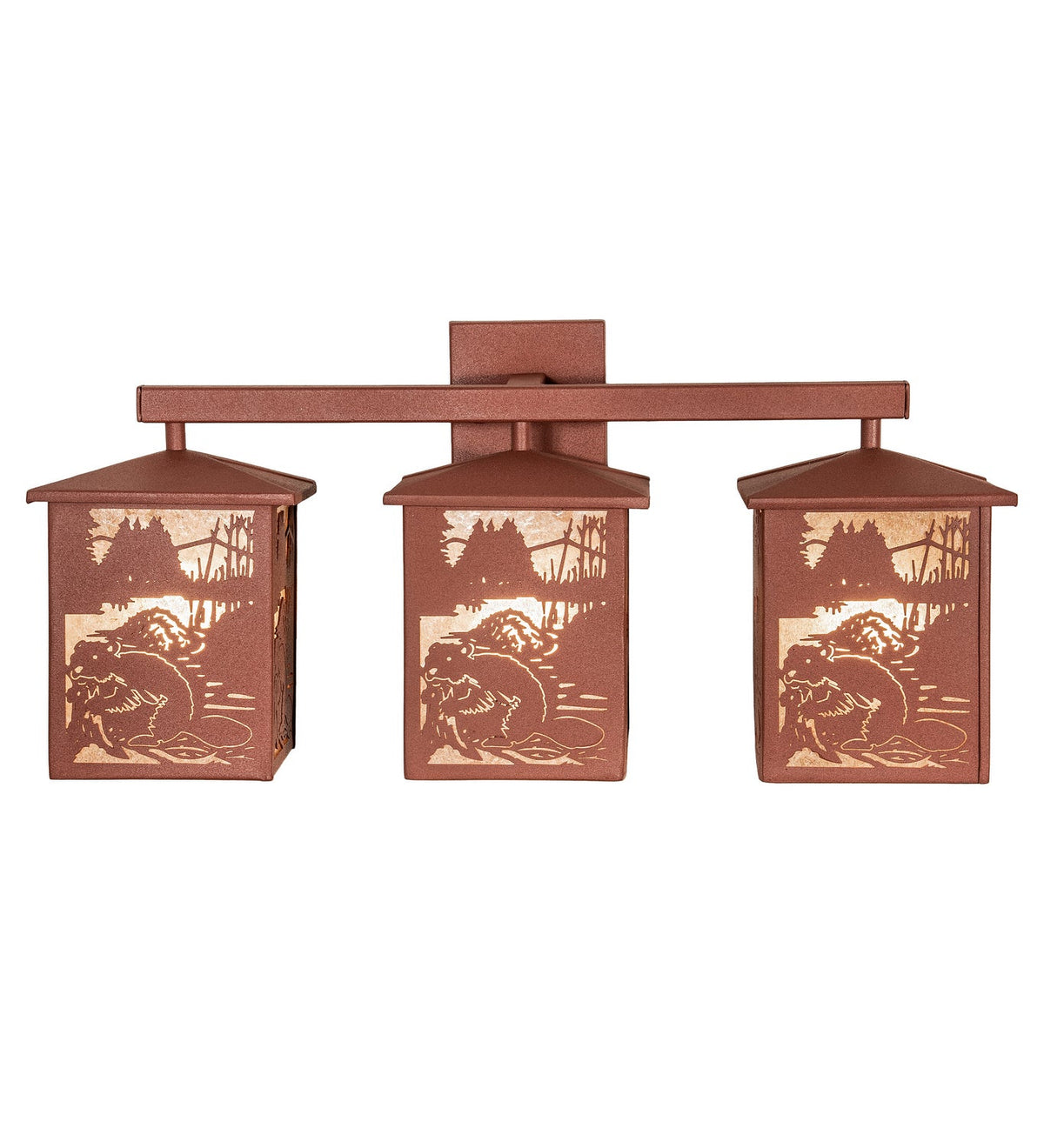 Beaver At Work 27 Inch 3-Light 12.50" Rust LED Wall Sconce detail view 4
