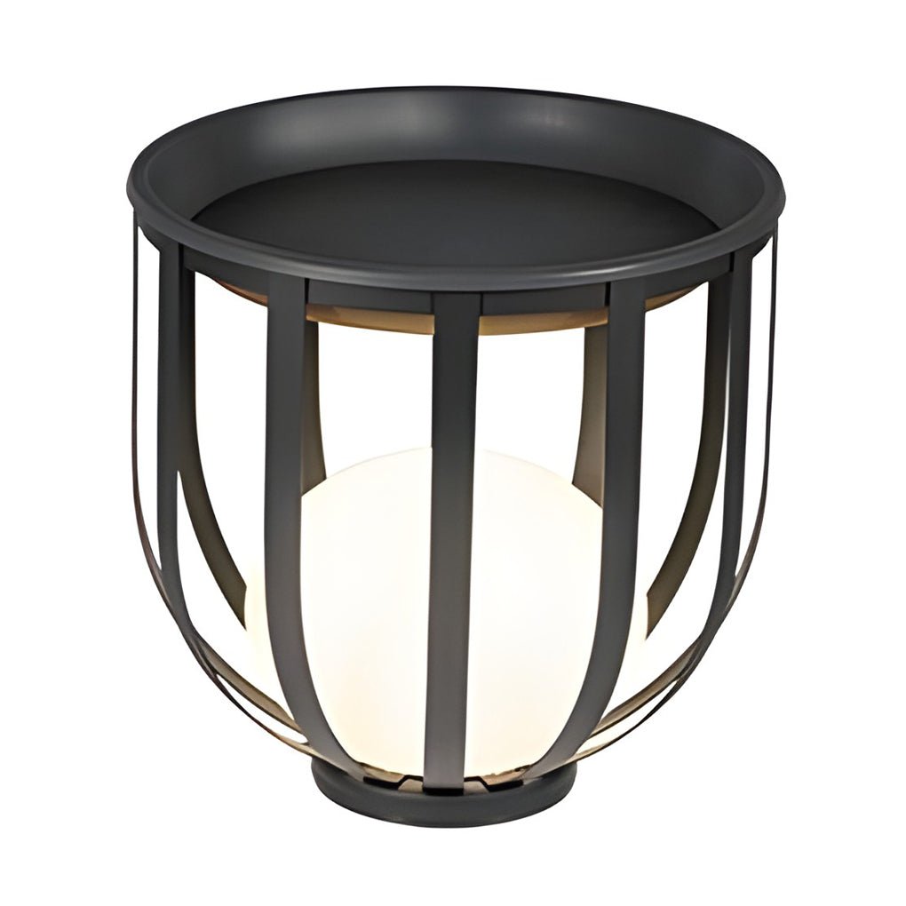 Industrial Solar Exterior LED Floor Lantern Lamp with Tray, Outdoor Wall Light, detail 7