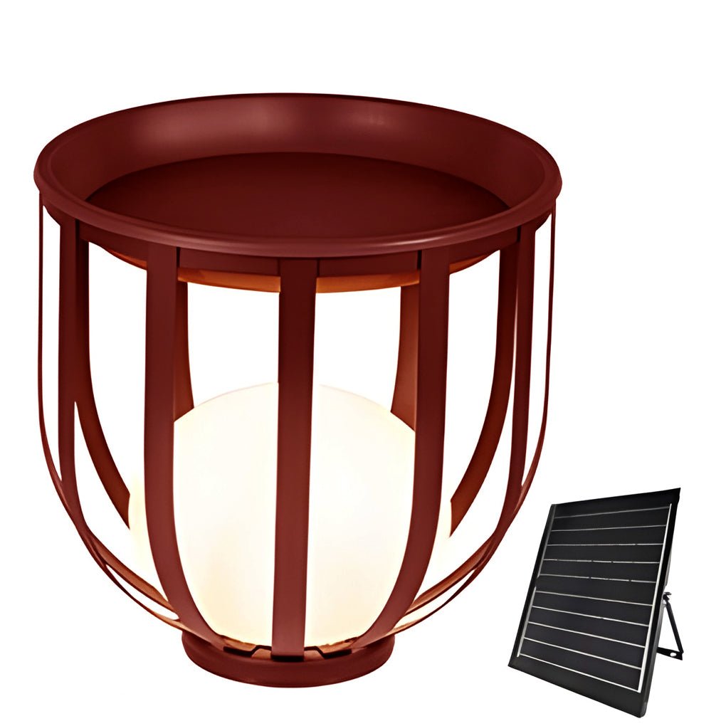 Industrial Solar Exterior LED Floor Lantern Lamp with Tray, Outdoor Wall Light, detail 13