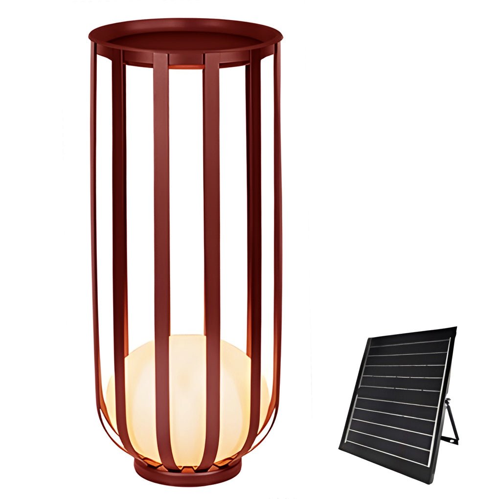 Industrial Solar Exterior LED Floor Lantern Lamp with Tray, Outdoor Wall Light, detail 14