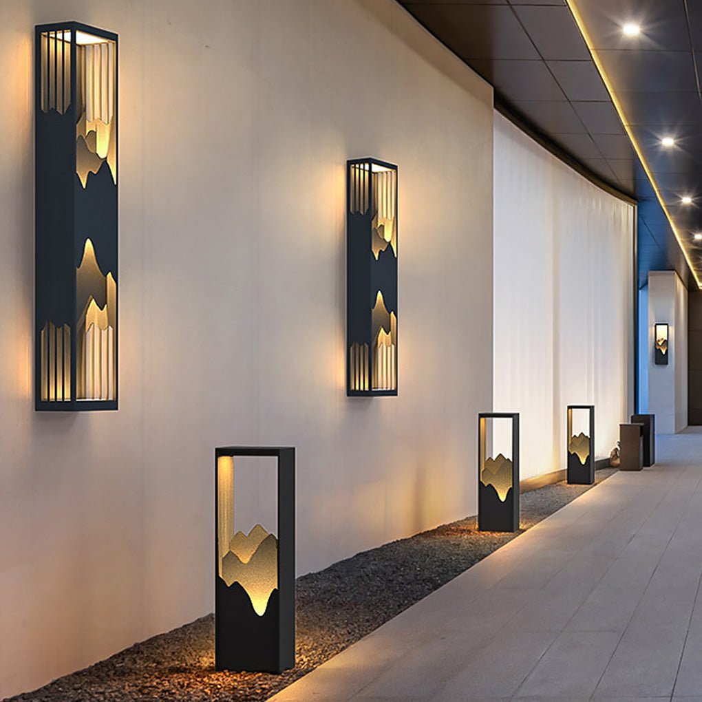 Mountain Scenery LED up Down Lighting Waterproof Solar Wall Light Porch Lights, Outdoor Wall Light, detail 4