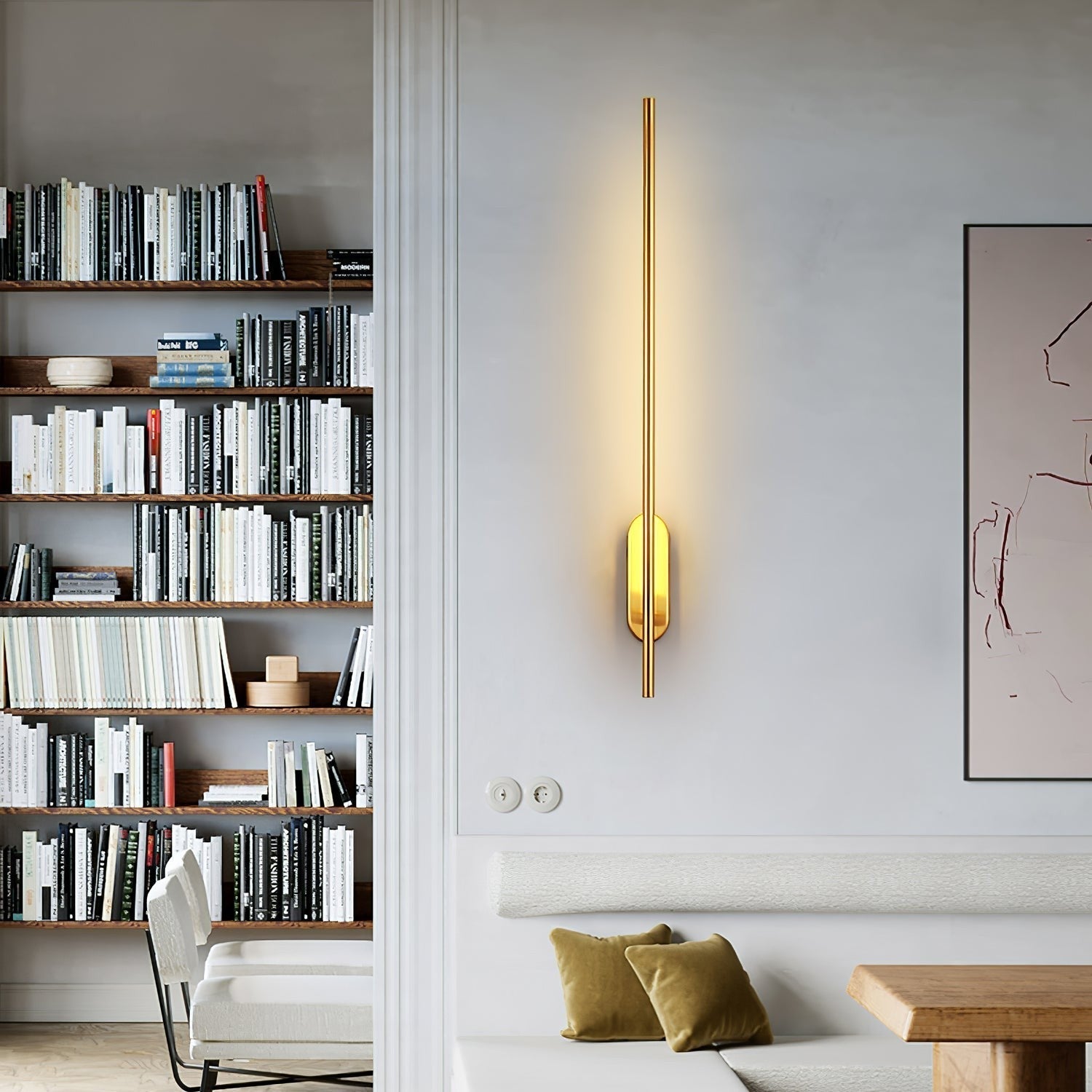 Linear Brass Wall Light, Bedroom Wall Sconce, detail 10