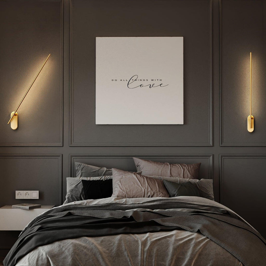 Linear Brass Wall Light, Bedroom Wall Sconce, detail 12
