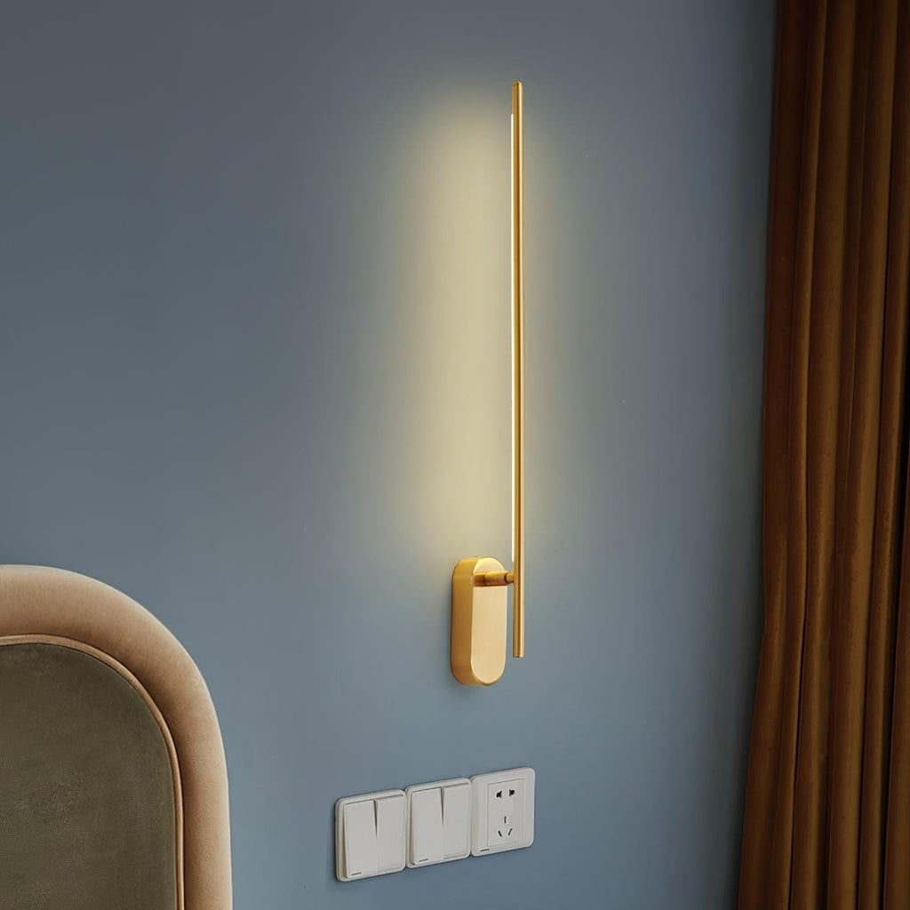 Linear Brass Wall Light, Bedroom Wall Sconce, detail 13
