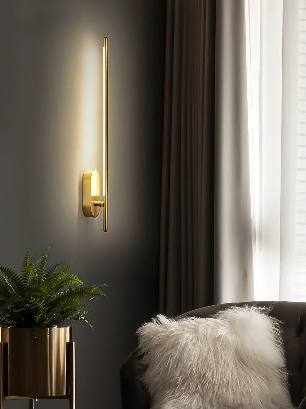 Linear Brass Wall Light, Bedroom Wall Sconce, detail 14