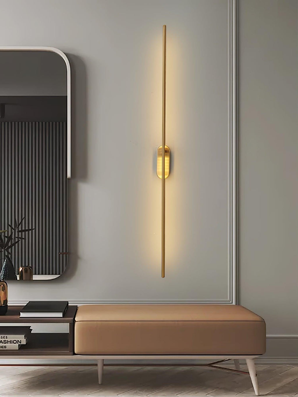 Linear Brass Wall Light, Bedroom Wall Sconce, detail 16