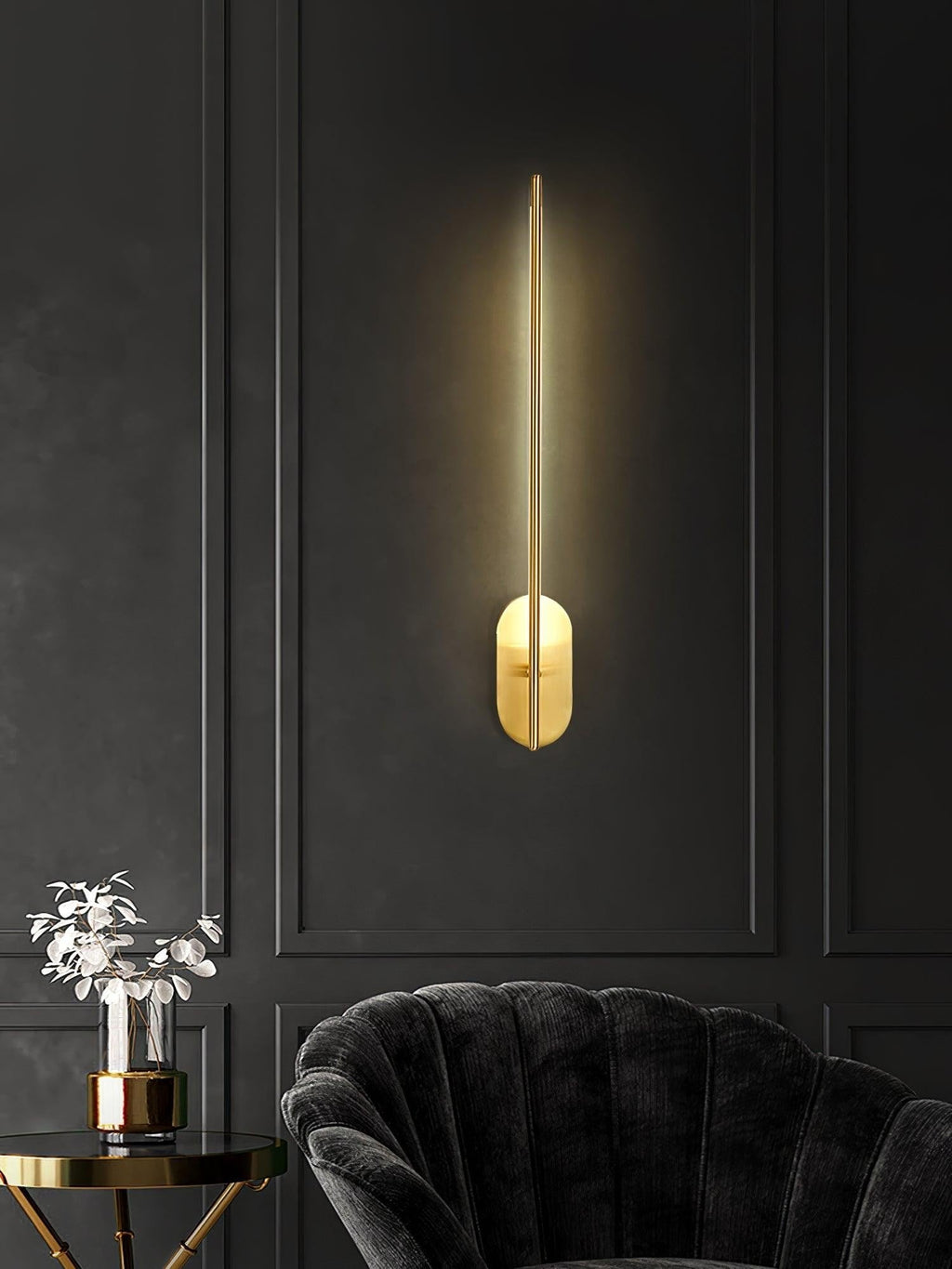 Linear Brass Wall Light, Bedroom Wall Sconce, detail 17