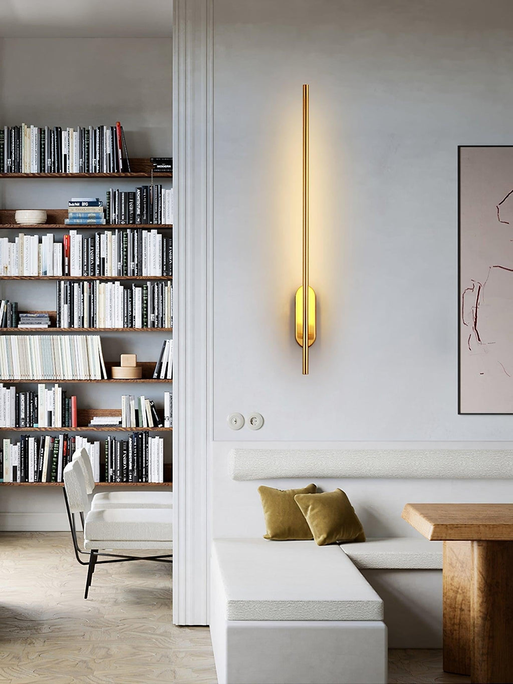 Linear Brass Wall Light, Bedroom Wall Sconce, detail 18