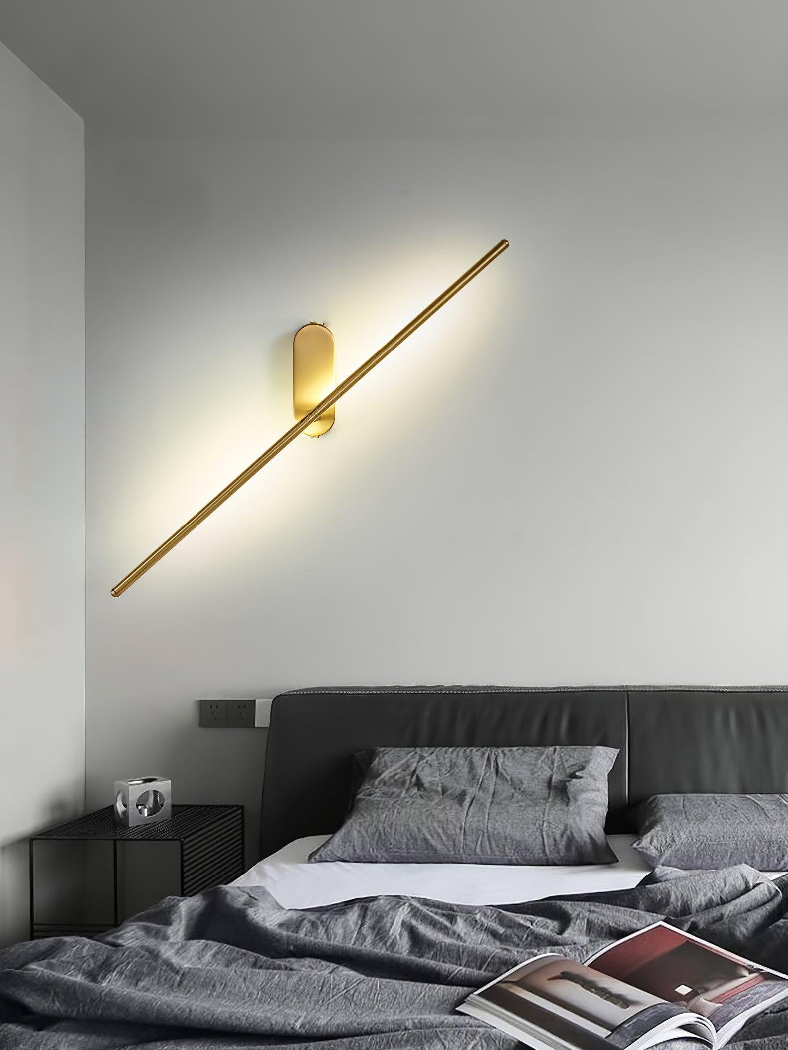 Linear Brass Wall Light, Bedroom Wall Sconce, detail 19