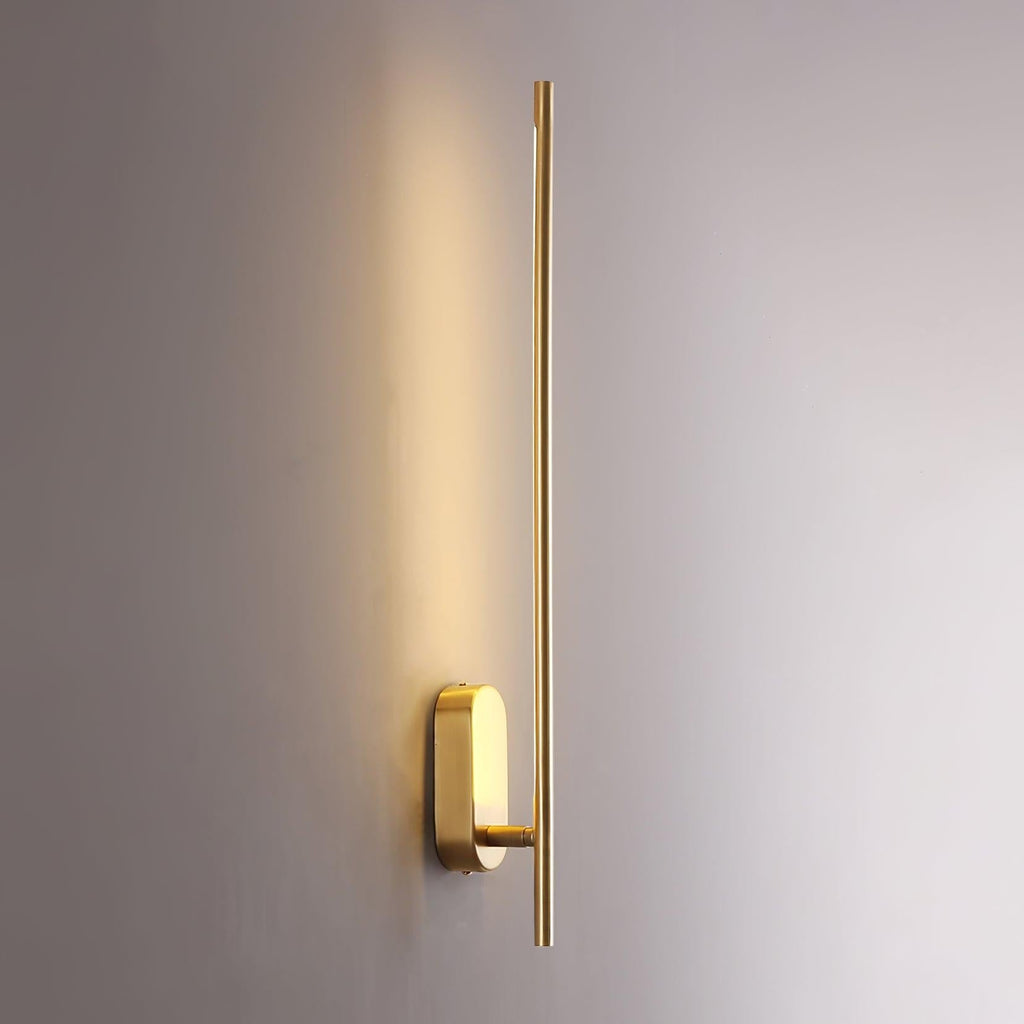 Linear Brass Wall Light, Bedroom Wall Sconce, L 2″ x W 3.1″ x H 23.6″