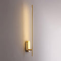 Linear Brass Wall Light, Bedroom Wall Sconce, L 2″ x W 3.1″ x H 23.6″