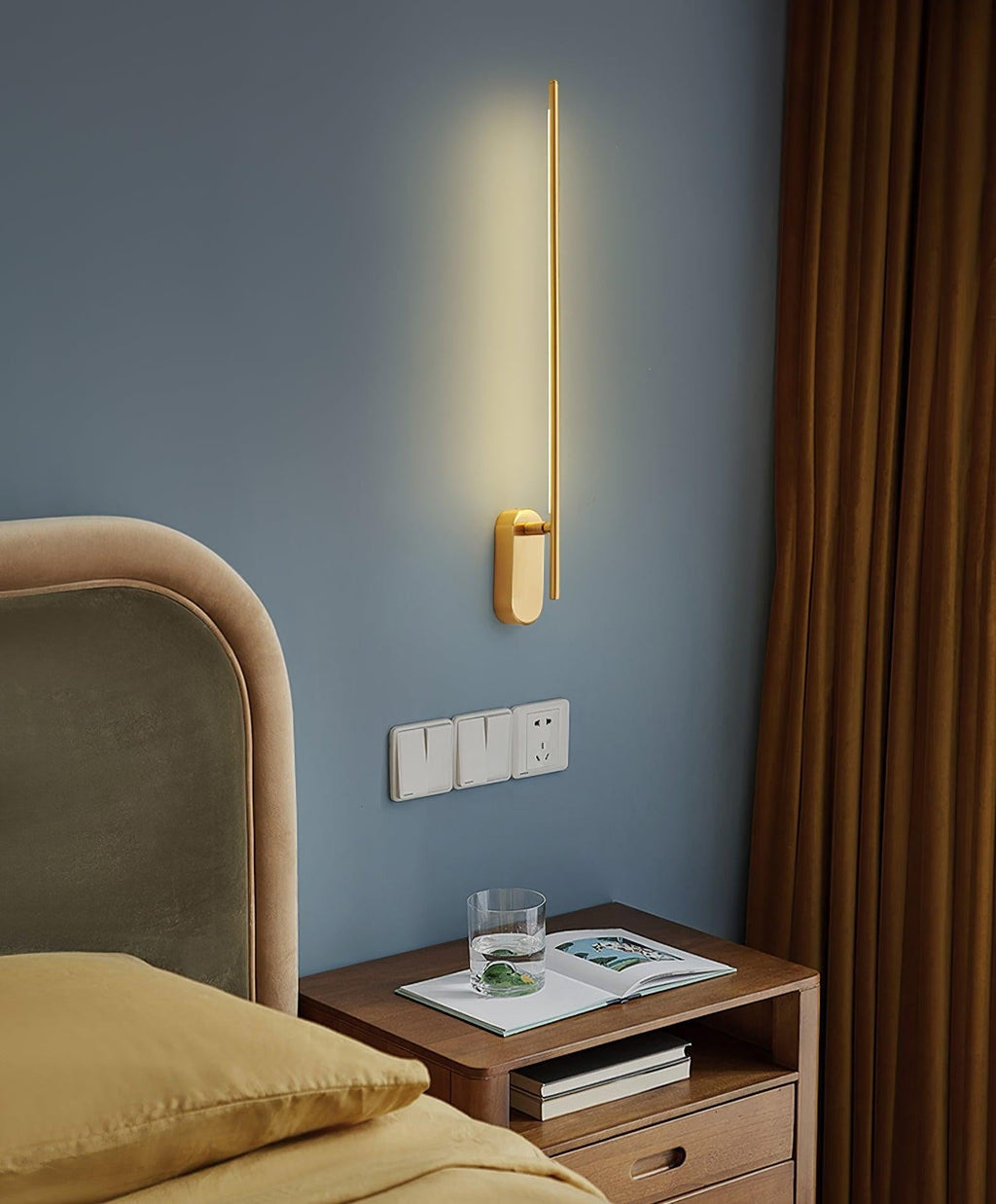 Linear Brass Wall Light, Bedroom Wall Sconce, detail 20