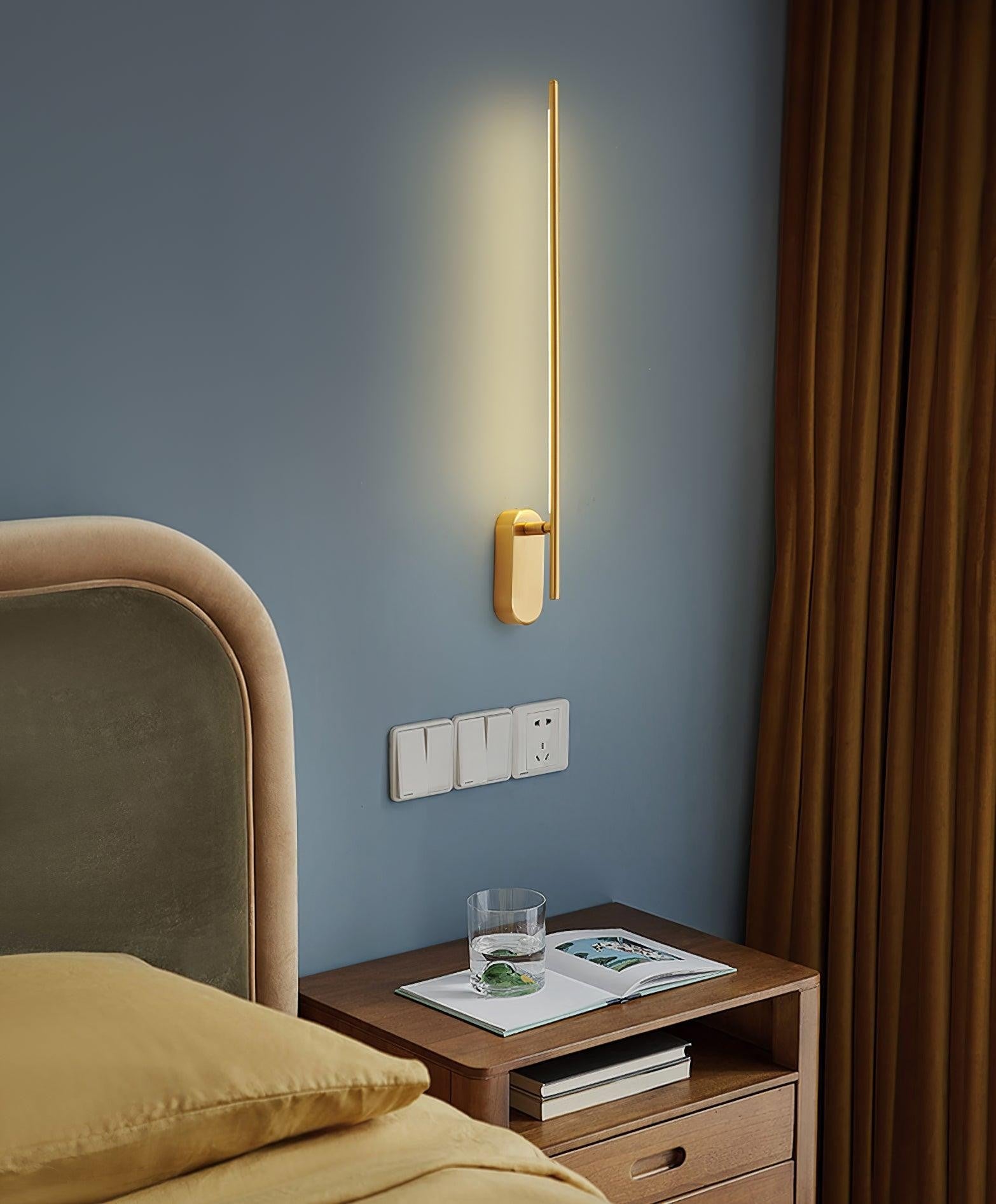 Linear Brass Wall Light, Bedroom Wall Sconce, detail 20