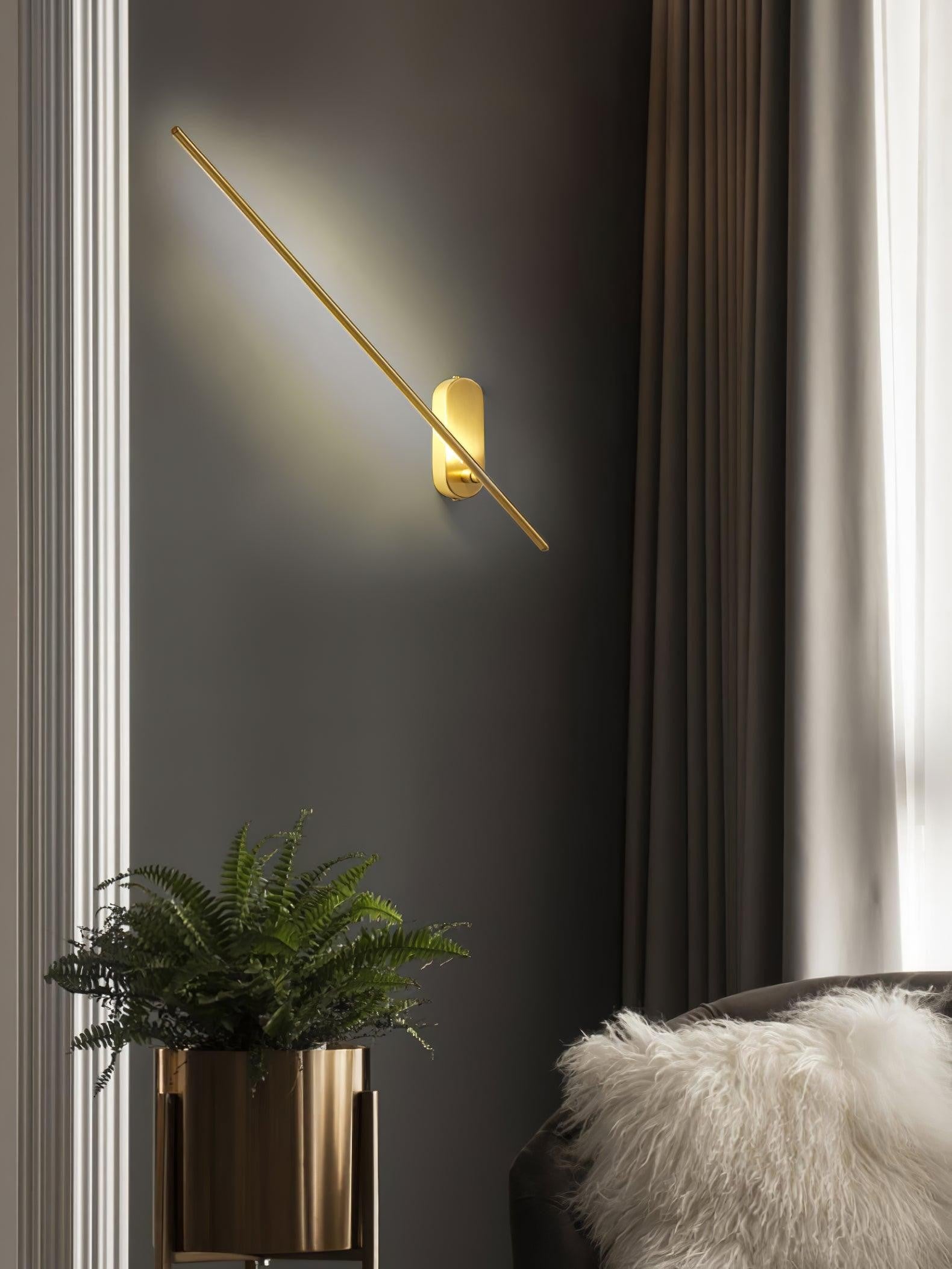 Linear Brass Wall Light, Bedroom Wall Sconce, detail 21