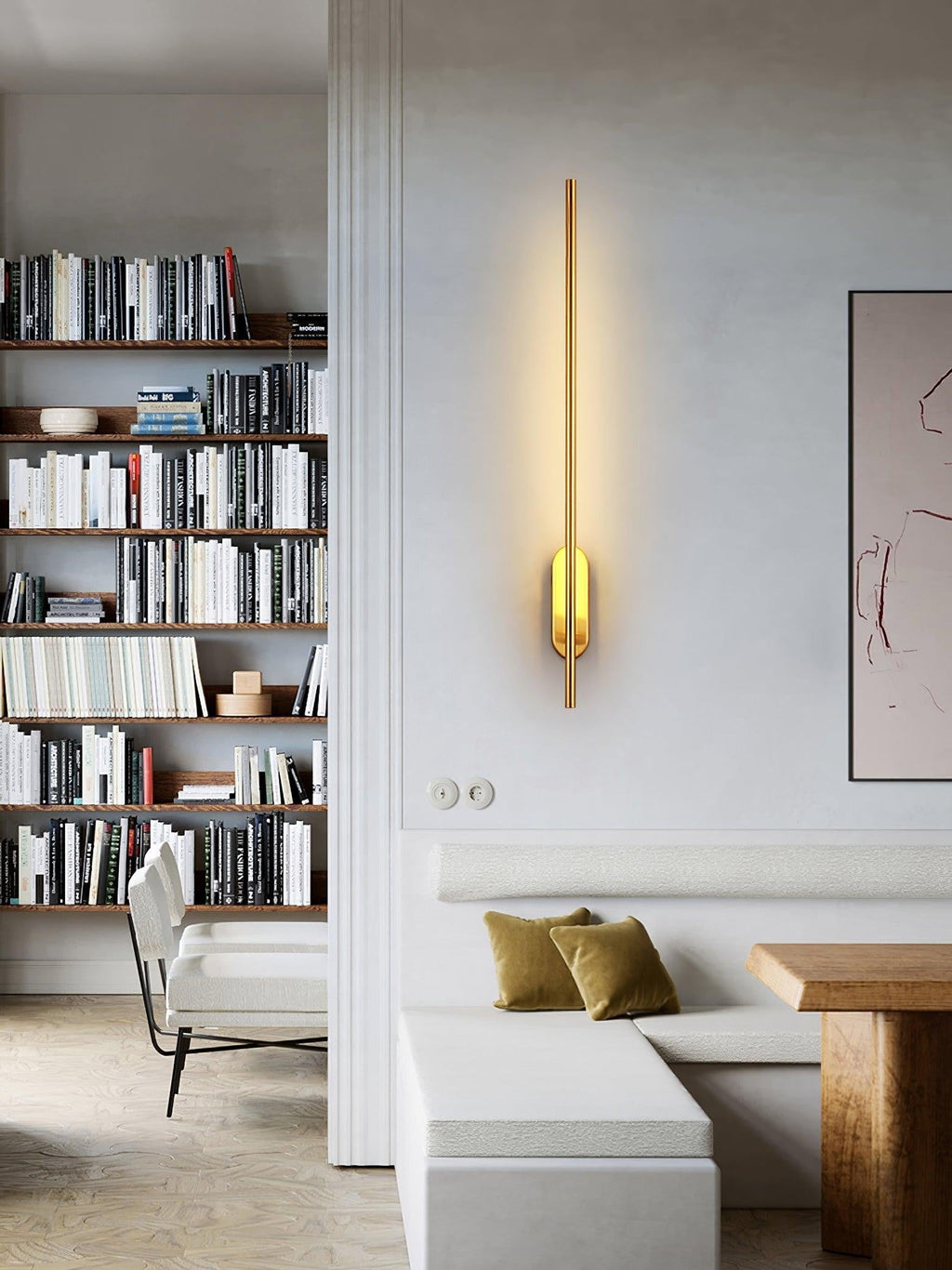 Linear Brass Wall Light, Bedroom Wall Sconce, detail 22