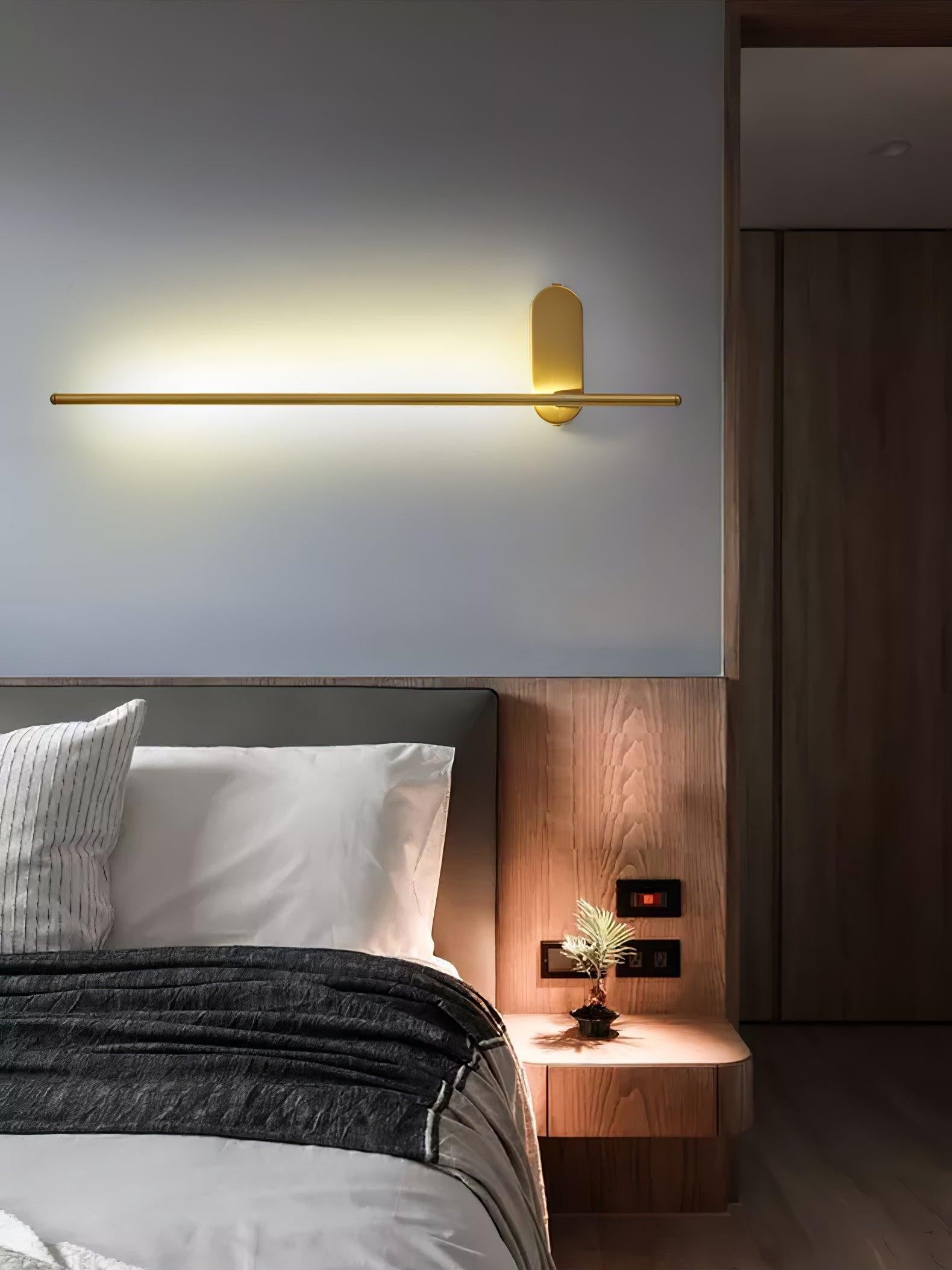 Linear Brass Wall Light, Bedroom Wall Sconce, detail 28
