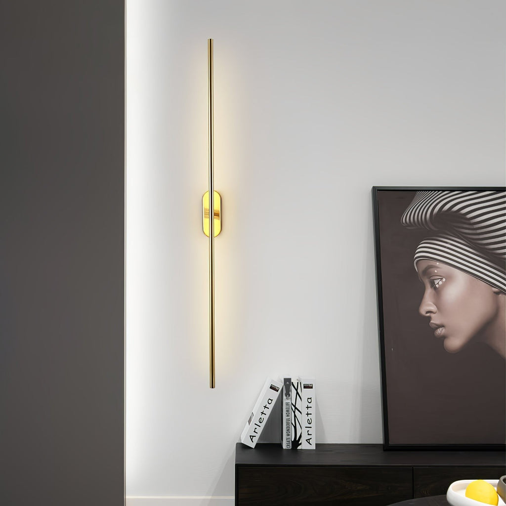 Linear Brass Wall Light, Bedroom Wall Sconce, detail 8