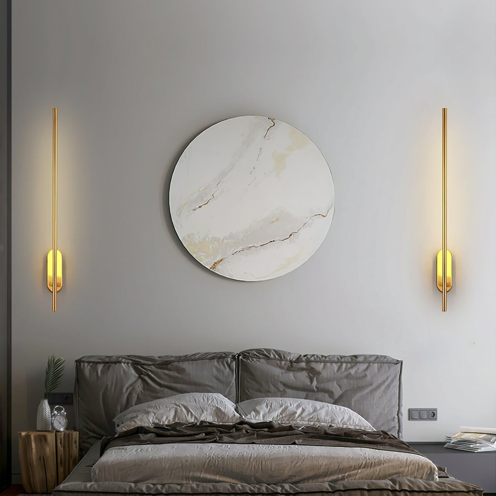Linear Brass Wall Light, Bedroom Wall Sconce, detail 9