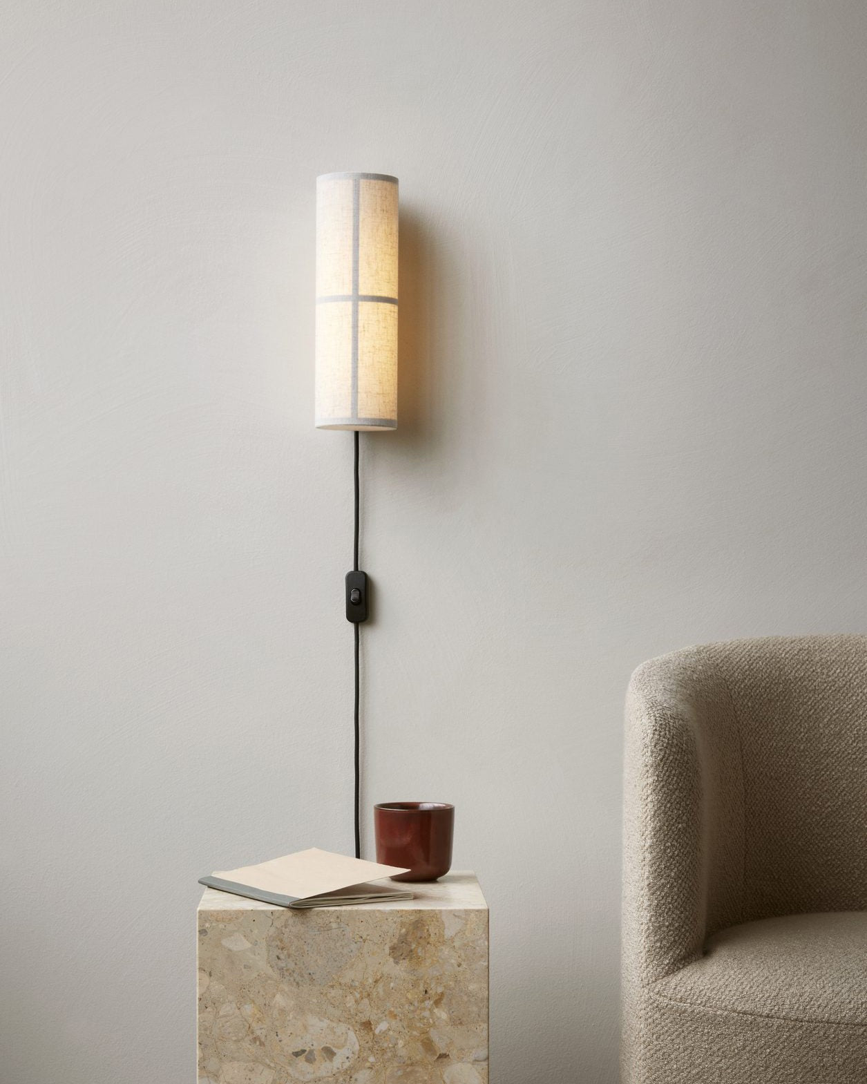 LinenGlow Cylinder Wall Light, Plug-In Wall Sconce, detail 22