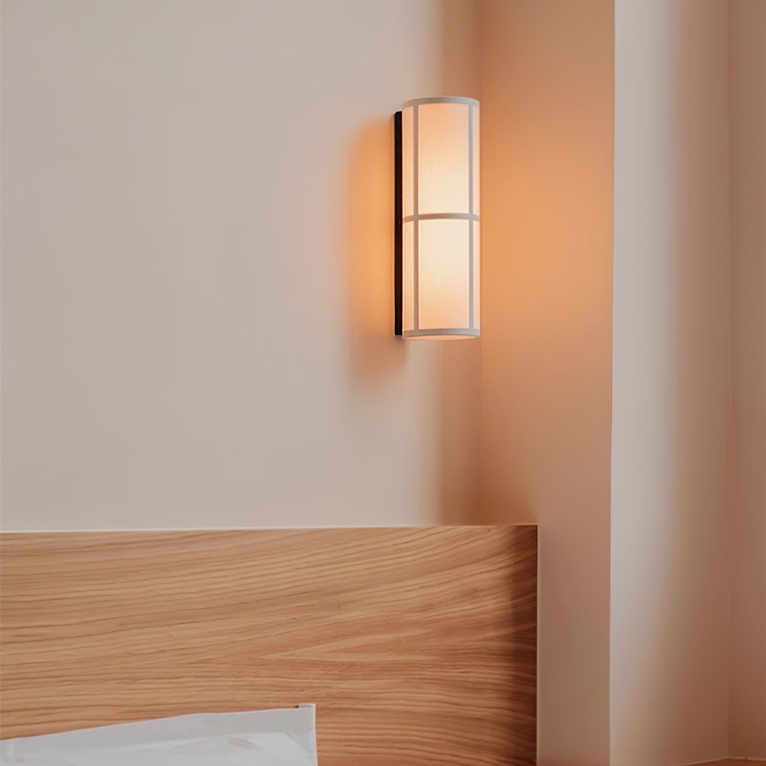 LinenGlow Cylinder Wall Light, Plug-In Wall Sconce, detail 7