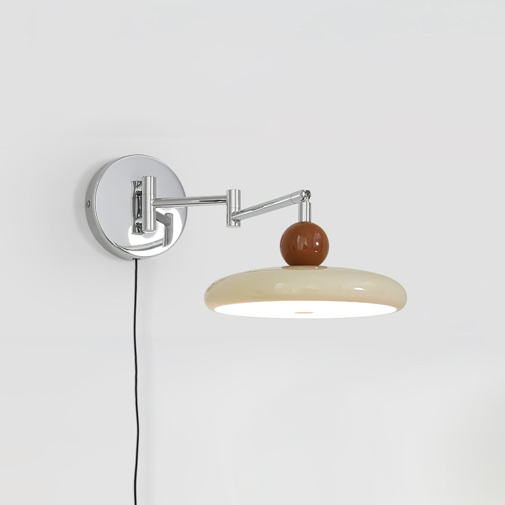 Lola Circular Disk Plug-In Wall Light, Plug-In Wall Sconce, Metal, ∅ 7.9″ x H 4.7″