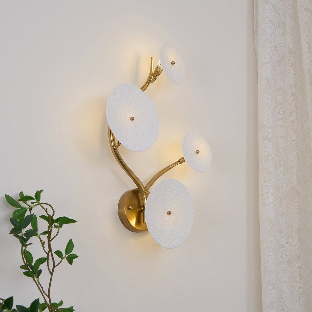 Lotus Cascade Ceramic Wall Light, Hardwired Wall Sconce, detail 10