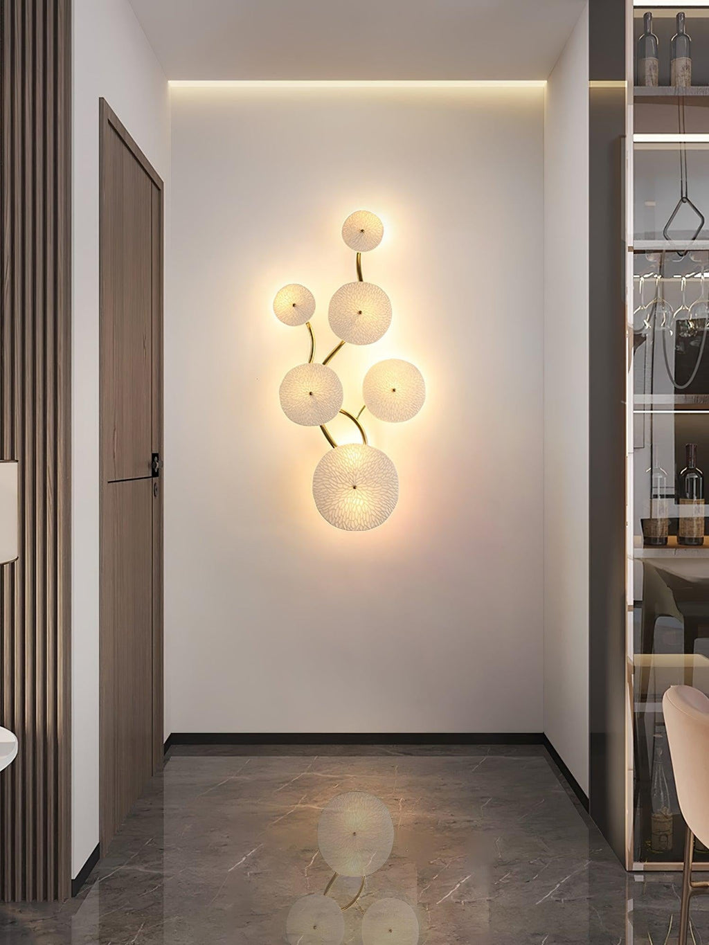 Lotus Cascade Ceramic Wall Light, Hardwired Wall Sconce, detail 19