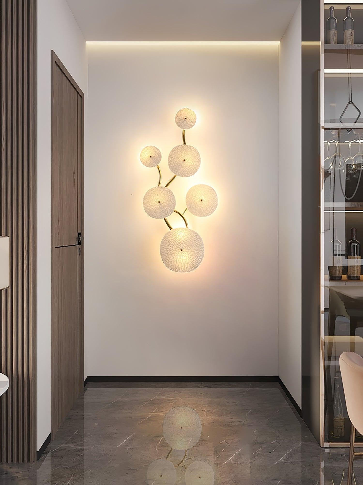 Lotus Cascade Ceramic Wall Light, Hardwired Wall Sconce, detail 20