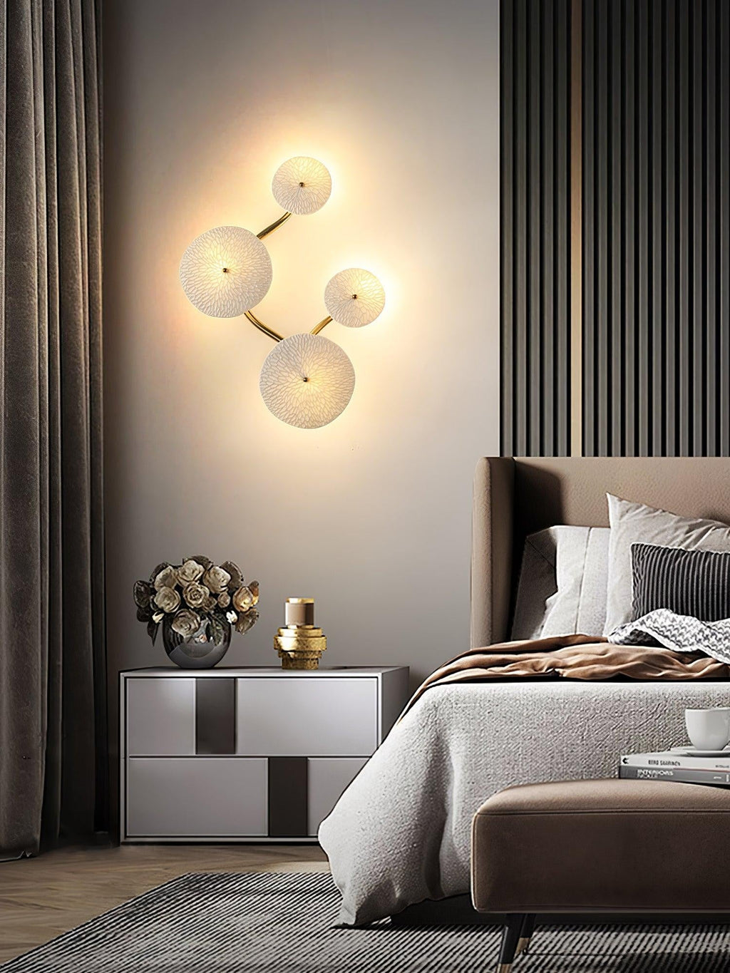 Lotus Cascade Ceramic Wall Light, Hardwired Wall Sconce, detail 22