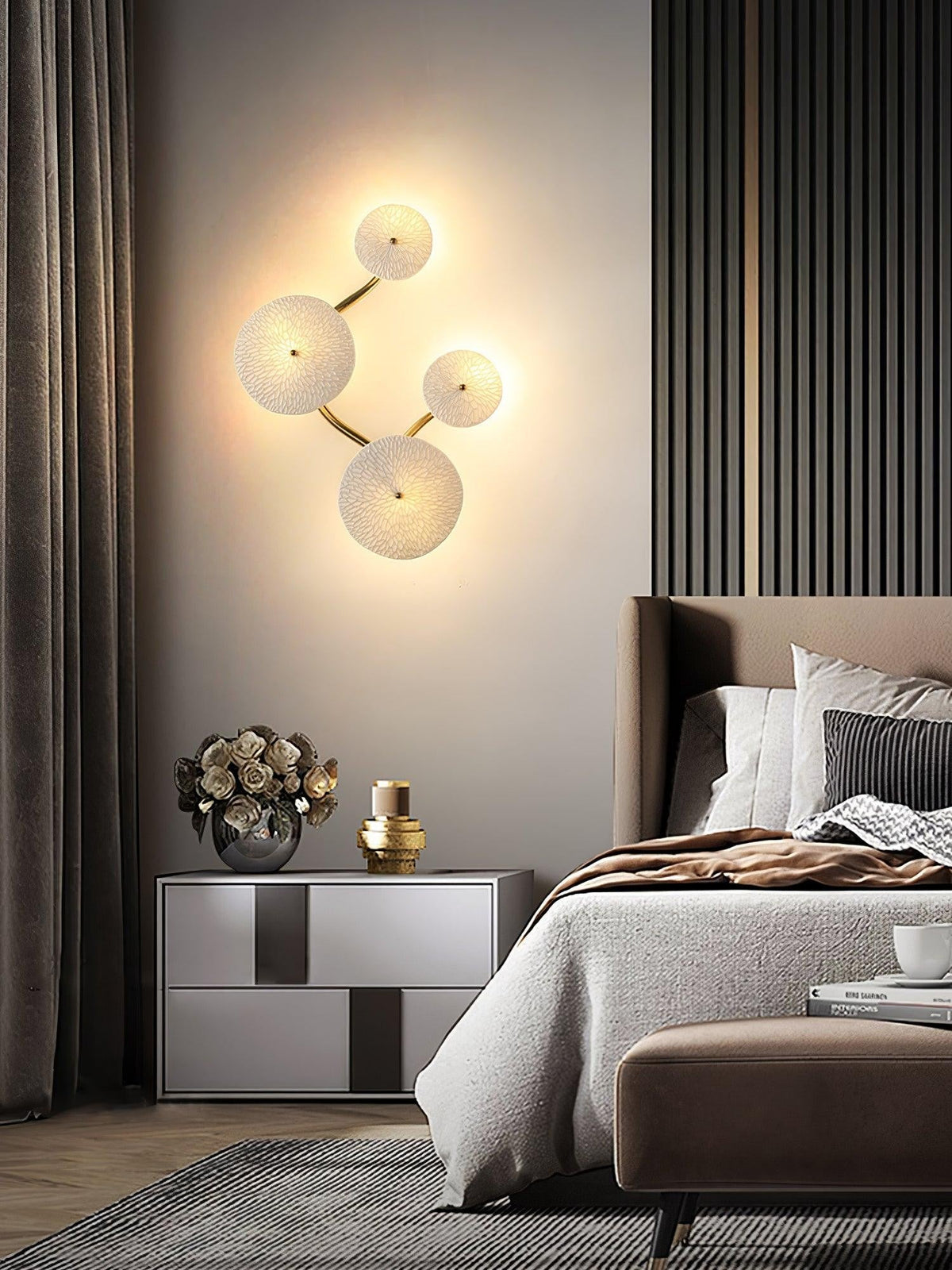 Lotus Cascade Ceramic Wall Light, Hardwired Wall Sconce, detail 22
