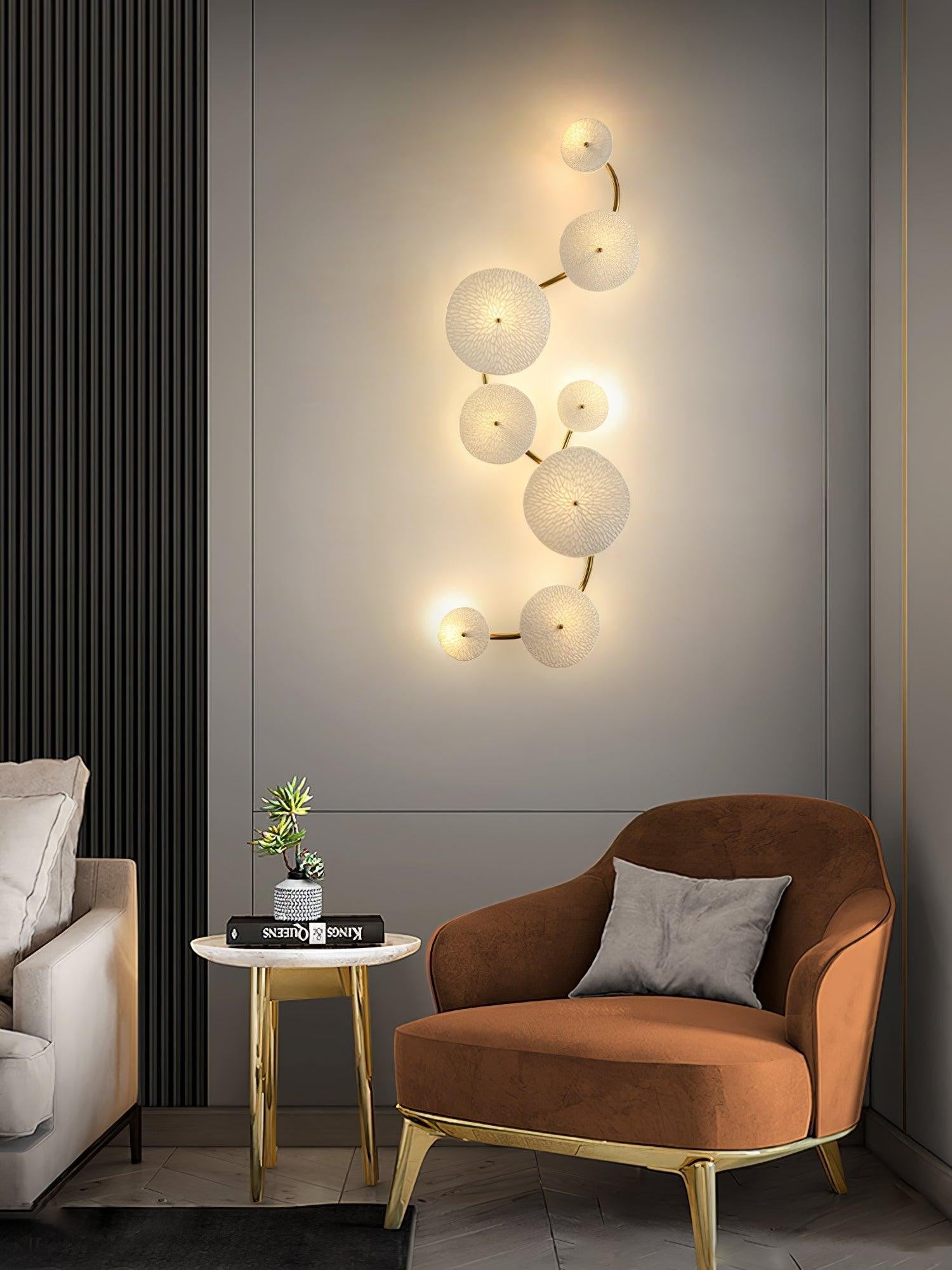 Lotus Cascade Ceramic Wall Light, Hardwired Wall Sconce, detail 23