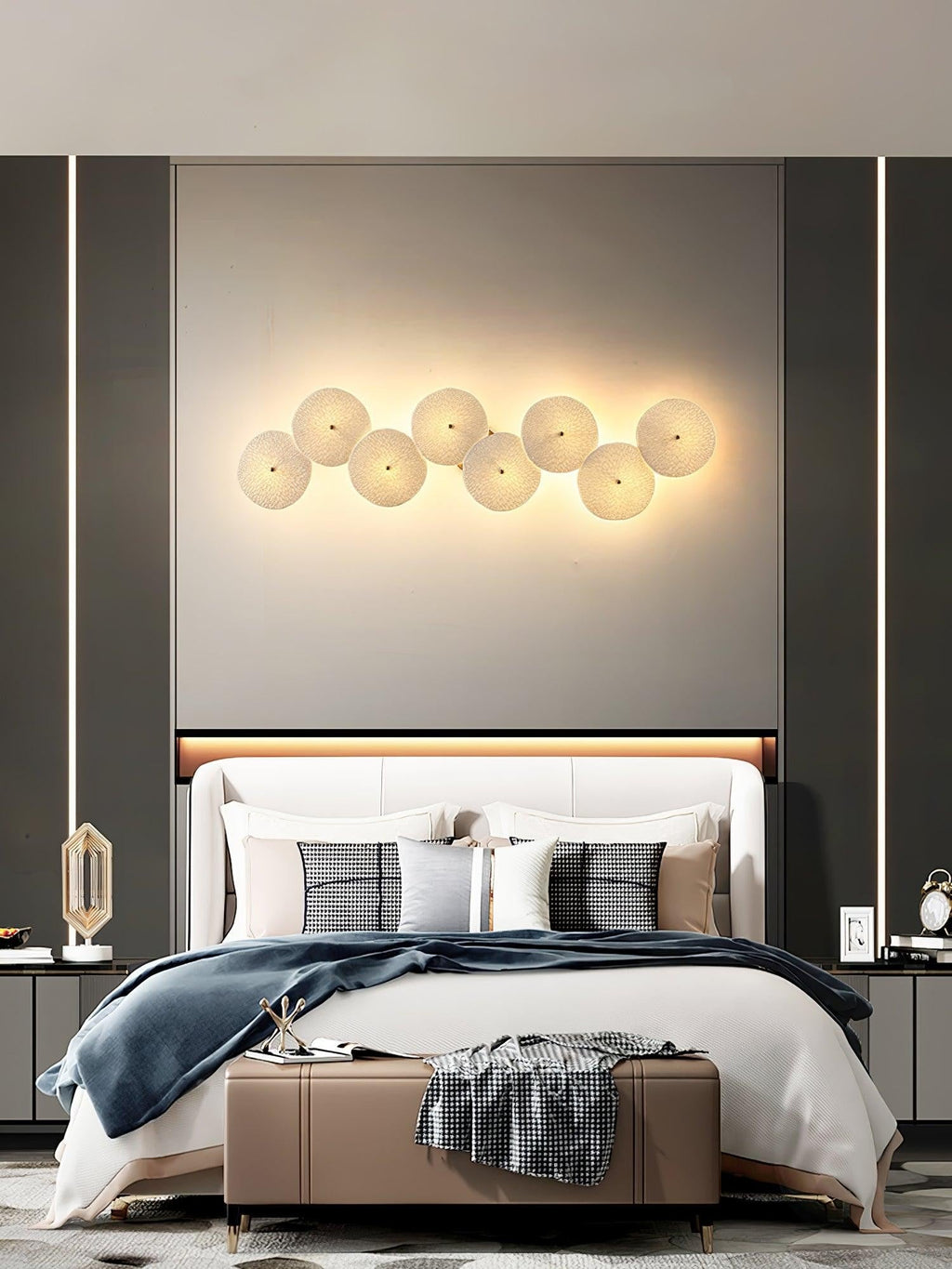 Lotus Cascade Ceramic Wall Light, Hardwired Wall Sconce, detail 25