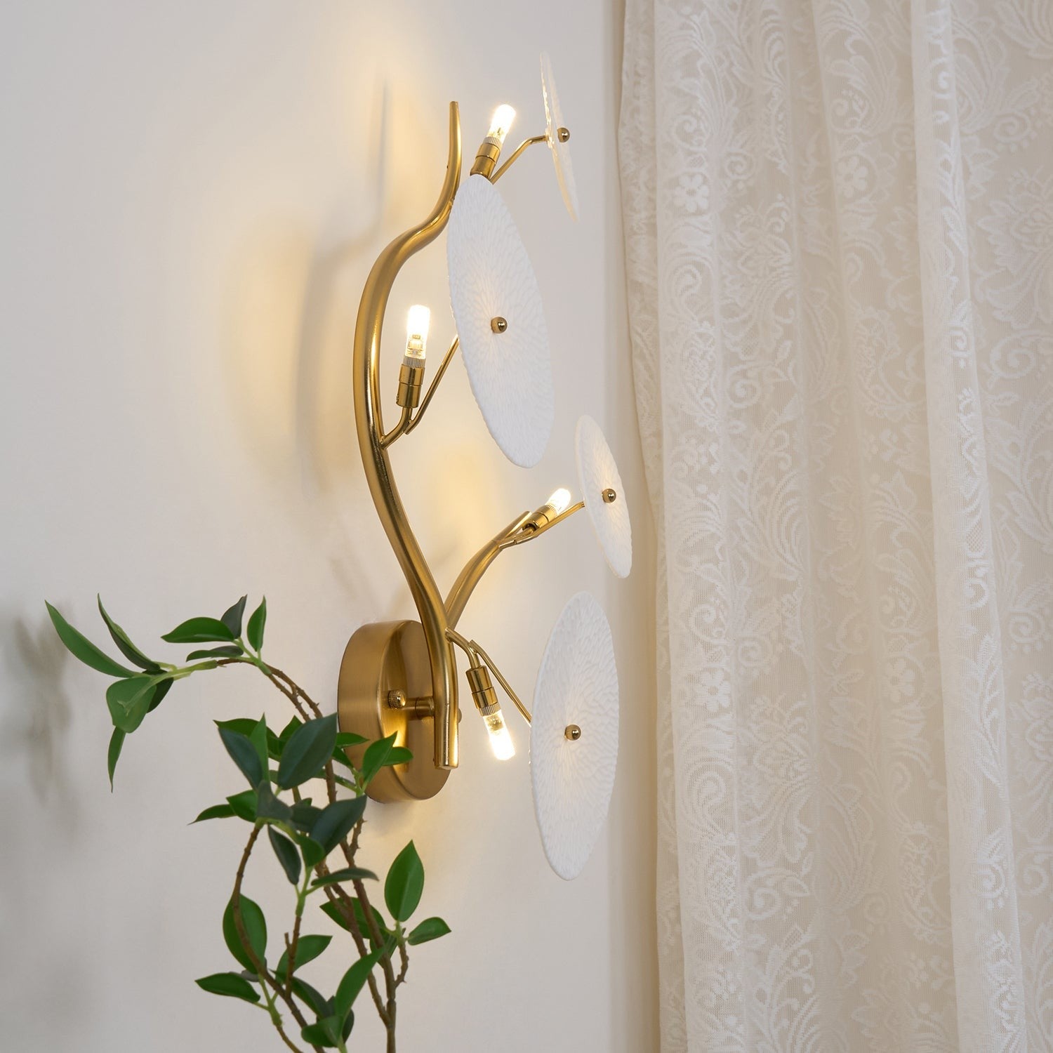 Lotus Cascade Ceramic Wall Light, Hardwired Wall Sconce, detail 30