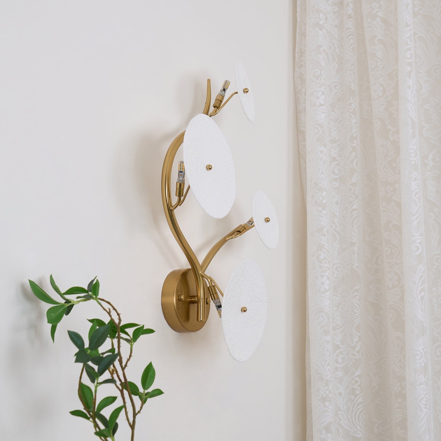 Lotus Cascade Ceramic Wall Light, Hardwired Wall Sconce, detail 31