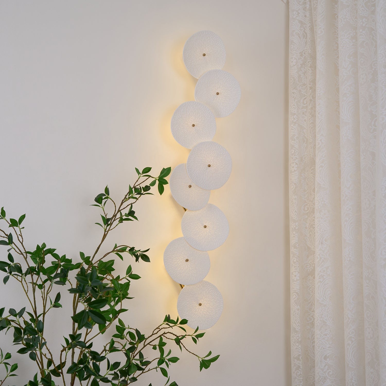 Lotus Cascade Ceramic Wall Light, Hardwired Wall Sconce, detail 34