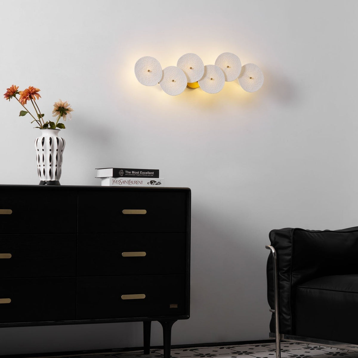 Lotus Cascade Ceramic Wall Light, Hardwired Wall Sconce, detail 54