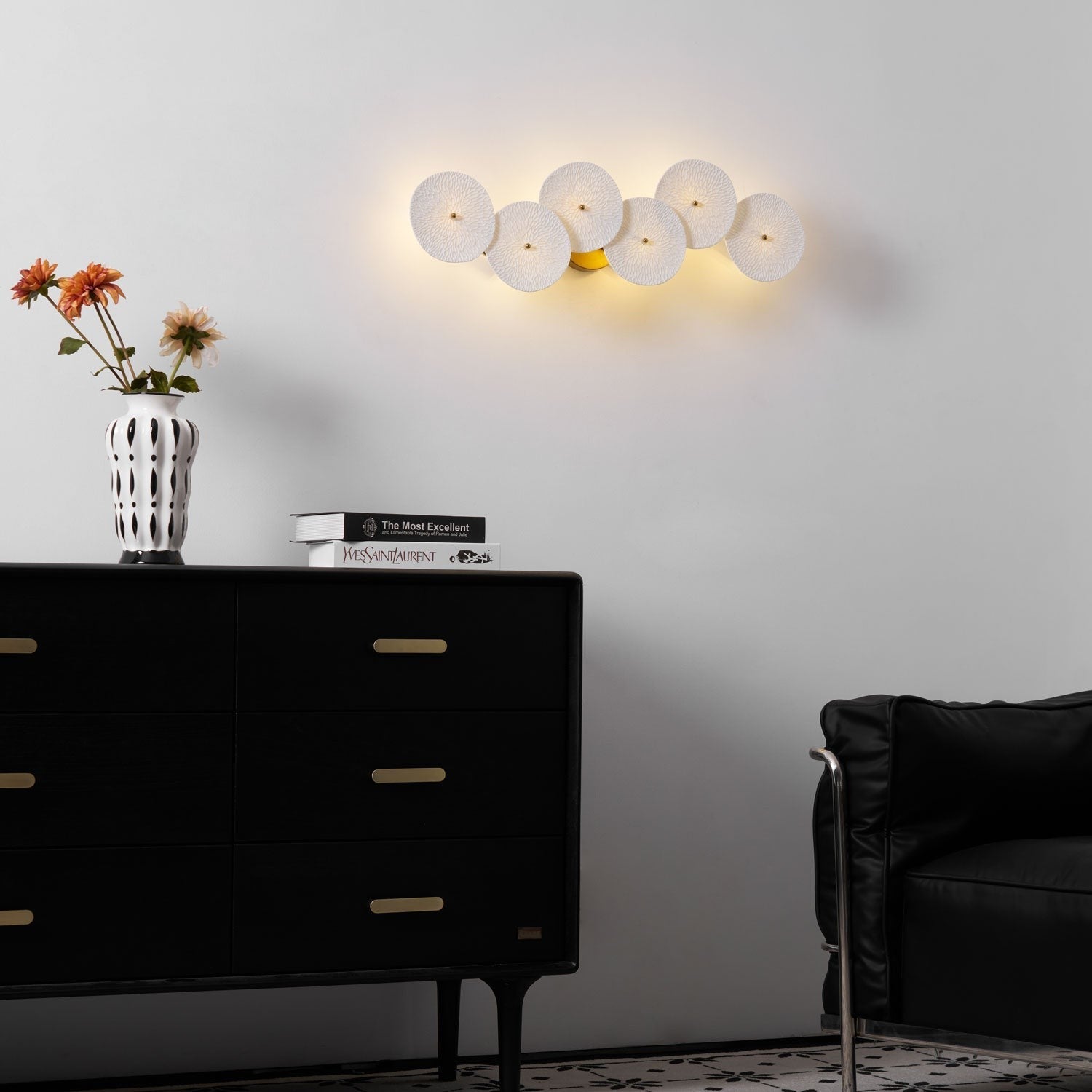 Lotus Cascade Ceramic Wall Light, Hardwired Wall Sconce, detail 54
