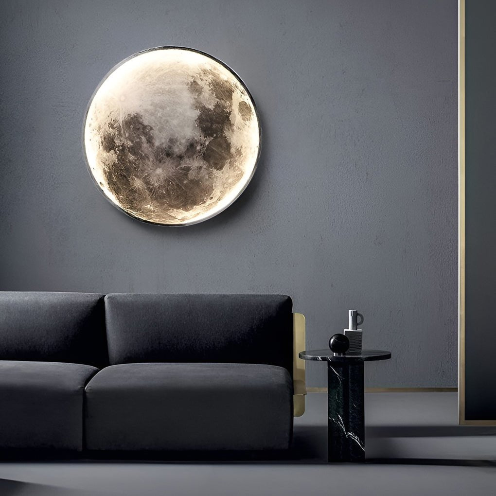 Lunar Moon Dimmable LED Contemporary Wall Light Wall Fixtures Lighting Wall Fixtures, Hardwired Wall Sconce, Iron, 9.4"