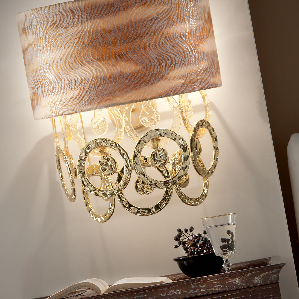 Premium Hand Made Gold Glass Italian Wall Light, Bedroom Wall Sconce, detail 3