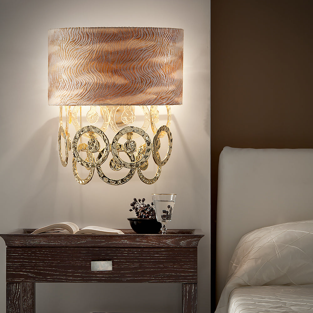 Premium Hand Made Gold Glass Italian Wall Light, Bedroom Wall Sconce, detail 4