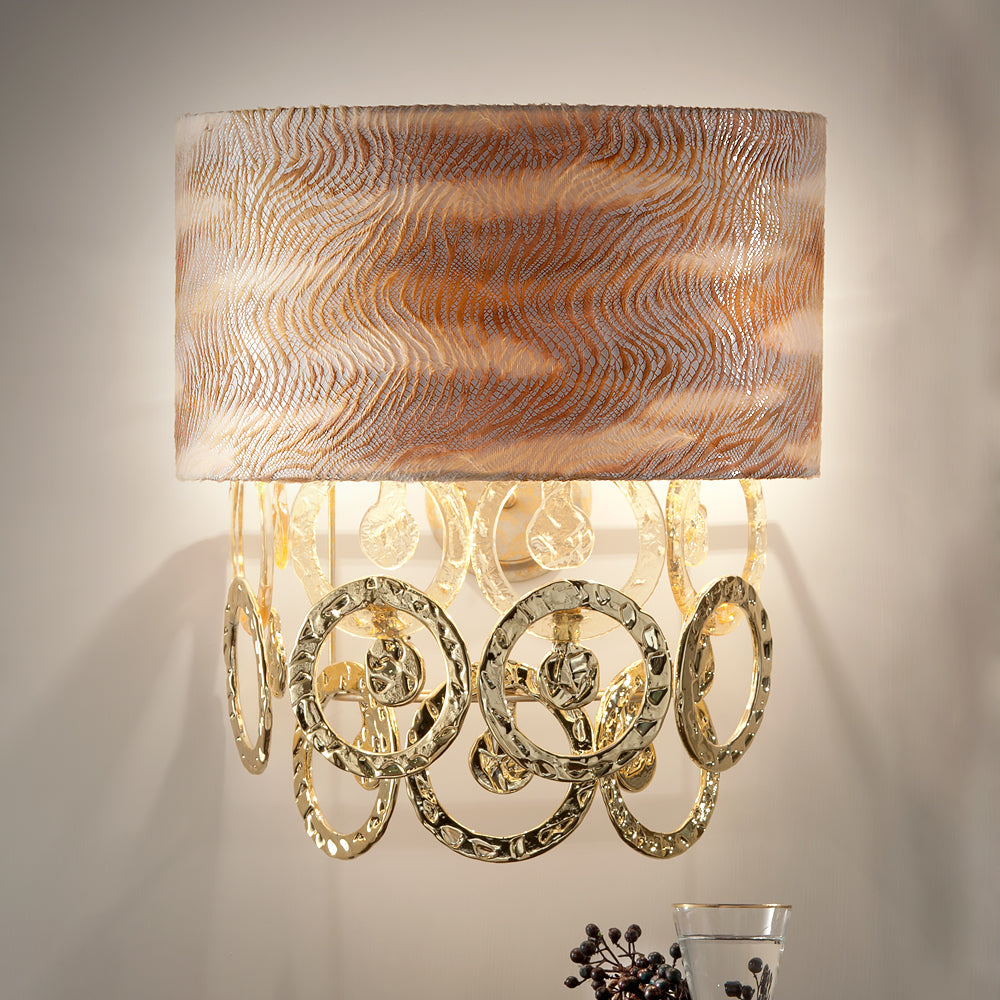 Premium Hand Made Gold Glass Italian Wall Light, Bedroom Wall Sconce, Height 50 cm