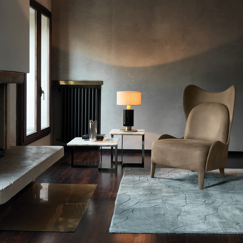 Premium Italian Burnished Brass And Ebony Veneer Table Light, Bedside Table Lamp, detail 2
