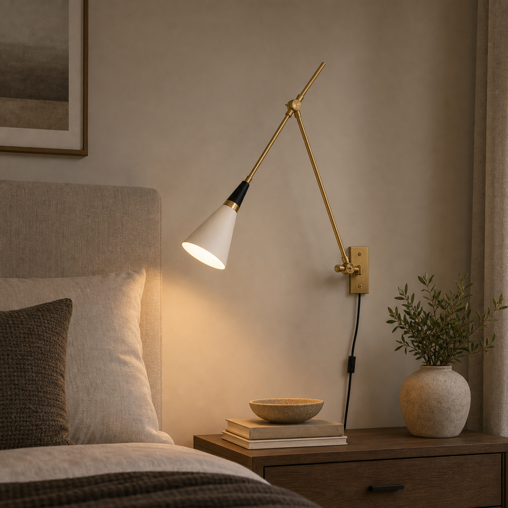Magari Plug-In Wall Light - Lifestyle Bedroom Or Reading Scene [magari-plug-in-wall-light-lifestyle-bedroom-or-reading-scene.png]