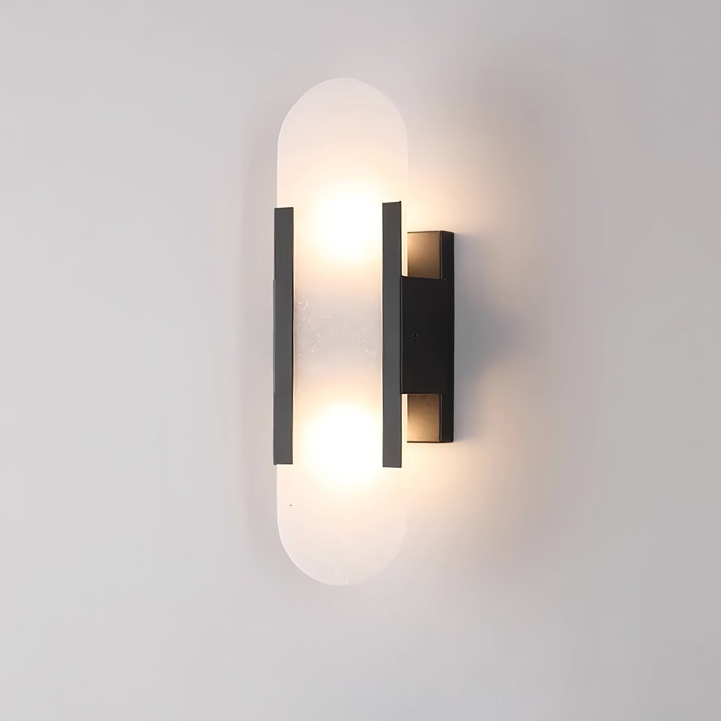 Melange Alabaster Wall Light, Bedroom Wall Sconce, Metal, ∅ 3.9″ x H 13.8″