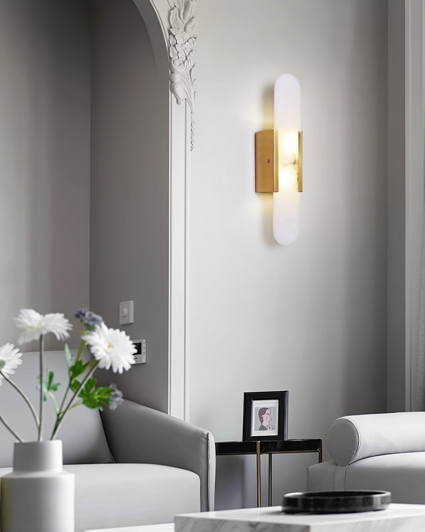 Melange Alabaster Wall Light, Bedroom Wall Sconce, detail 27