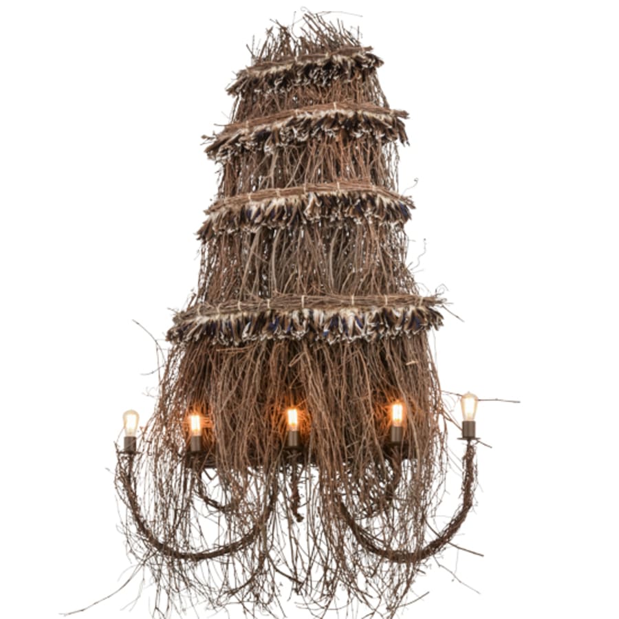 Terres Canard 5 Light 84" Tall Wall Light, Bedroom Wall Sconce, Dimensions: Height: 84"