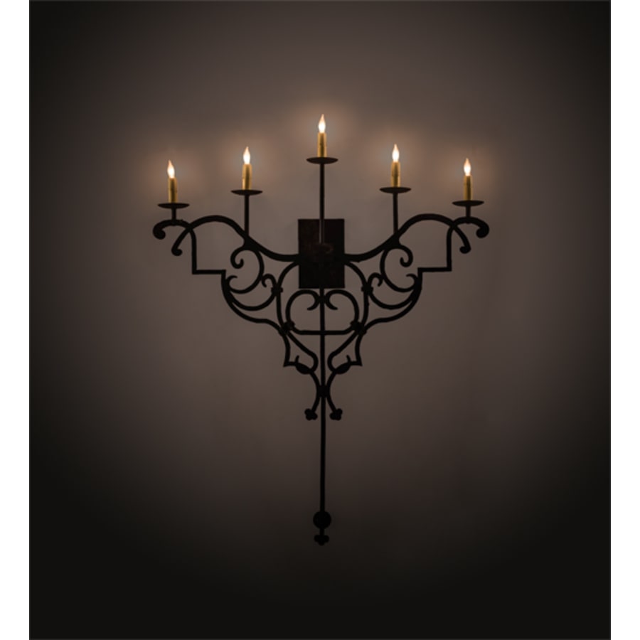 Fleur De Lys 5 Light 45" Tall Hand Crafted Wall Light, Bedroom Wall Sconce, Dimensions: Height: 45"