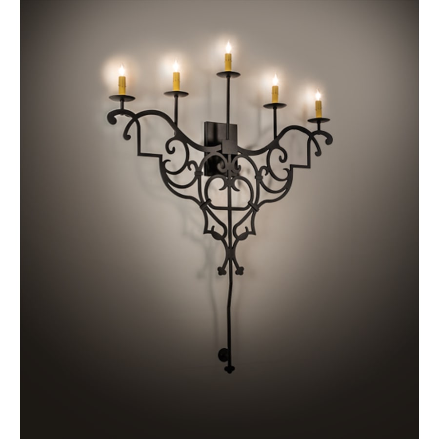 Fleur De Lys 5 Light 45" Tall Wall Light, Bedroom Wall Sconce, Dimensions: Height: 45"