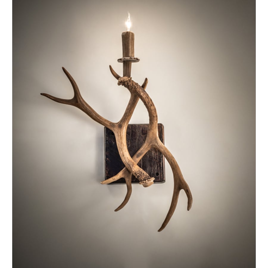 Antlers Elk and Mule Deer 20" Tall Wall Light, Bedroom Wall Sconce, Dimensions: Height: 20"